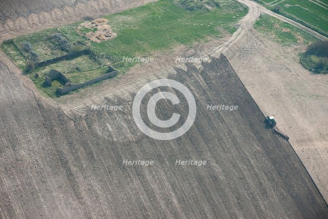 Round barrow showing as a soilmark in a freshly ploughed field near West Overton..., 2015. Creator: Historic England.