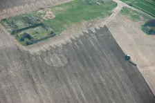Round barrow showing as a soilmark in a freshly ploughed field near West Overton..., 2015. Creator: Historic England