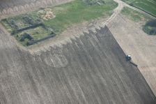 Round barrow showing as a soilmark in a freshly ploughed field near West Overton..., 2015. Creator: Historic England