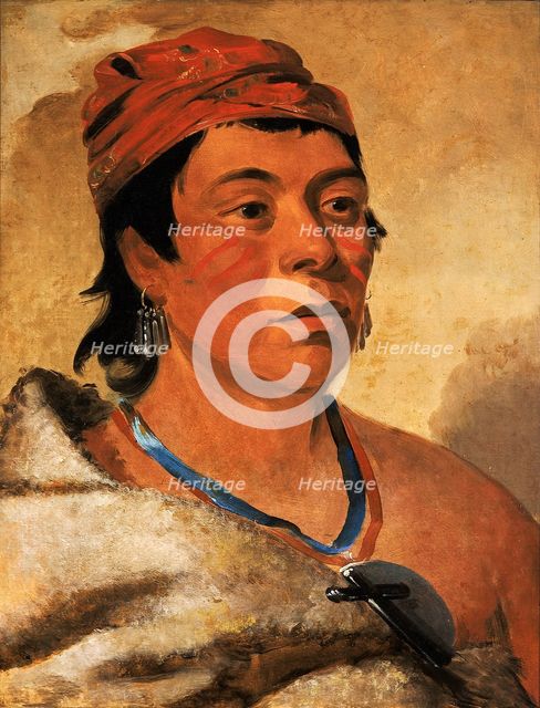 Round Island, a Warrior, 1831. Creator: George Catlin.