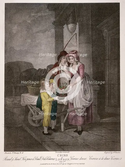 'Round & Sound Fivepence a Pound Duke Cherries', Cries of London, 1795. Artist: Antoine Cardon