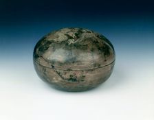 Round silver box with two incised phoenixes, Yuan dynasty, China, 1279-1368. Creator: Unknown