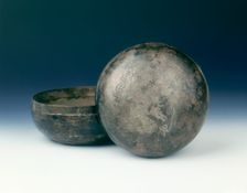 Round silver box with two incised phoenixes, Yuan dynasty, China, 1279-1368. Creator: Unknown