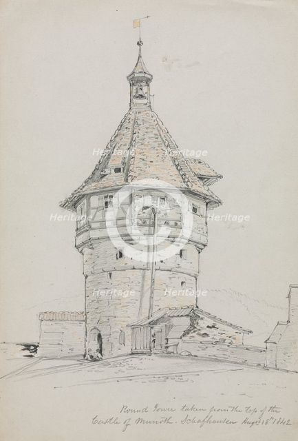 Round Tower, Castle of Munoth, Schafhausen, Switzerland, 1842. Creator: John William Casilear (American, 1811-1893).