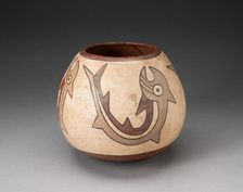 Rounded Jar Depicting Abstract Fish or Sharks, 180 B.C./A.D. 500. Creator: Unknown