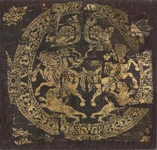 Roundel with Amazons, from a tunic, 600s-800s. Creator: Unknown
