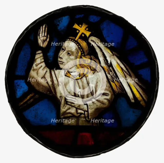 Roundel with an Angel, British, mid-15th century. Creator: Unknown.