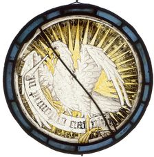 Roundel with an Eagle and Inscription, British, 15th century. Creator: Unknown