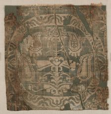 Roundel with angular palmette tree, from a tunic, 650-850. Creator: Unknown