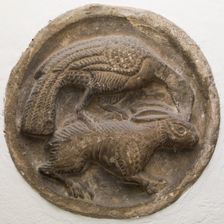 Roundel with Bird Attacking a Rabbit, between 12th and 13th century. Creator: Unknown