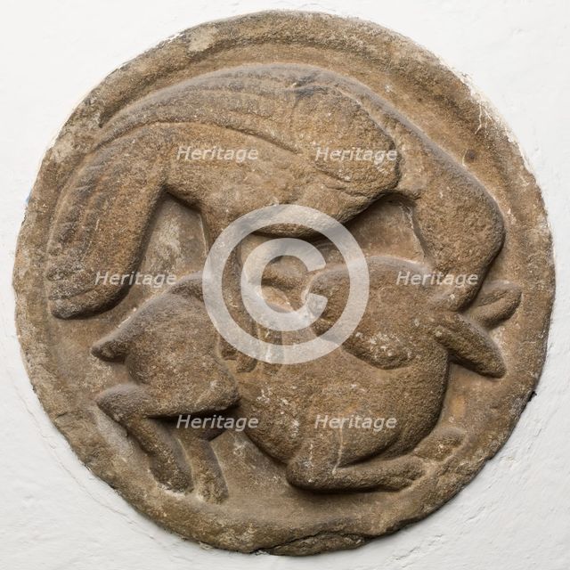Roundel with Bird Attacking a Rabbit, between 12th and 13th century. Creator: Unknown.