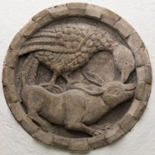 Roundel with Bird Attacking a Rabbit, between 12th and 13th century. Creator: Unknown