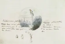Roundel with Bird in a Landscape and Small Sketches, ca. 1785-90. Creator: Anon