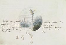 Roundel with Bird in a Landscape and Small Sketches, ca. 1785-90. Creator: Anon