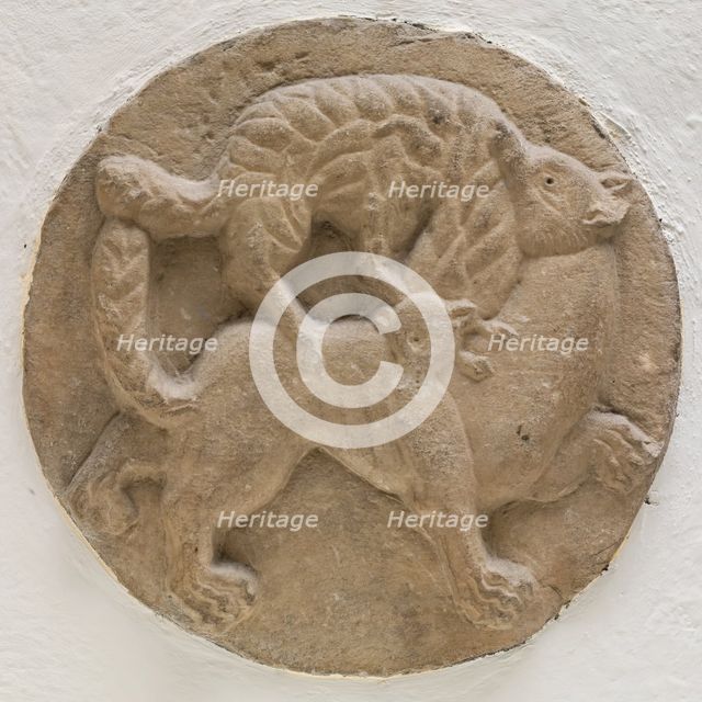 Roundel with Fox Attacking a Sheep, between 12th and 13th century. Creator: Unknown.