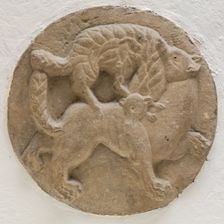 Roundel with Fox Attacking a Sheep, between 12th and 13th century. Creator: Unknown