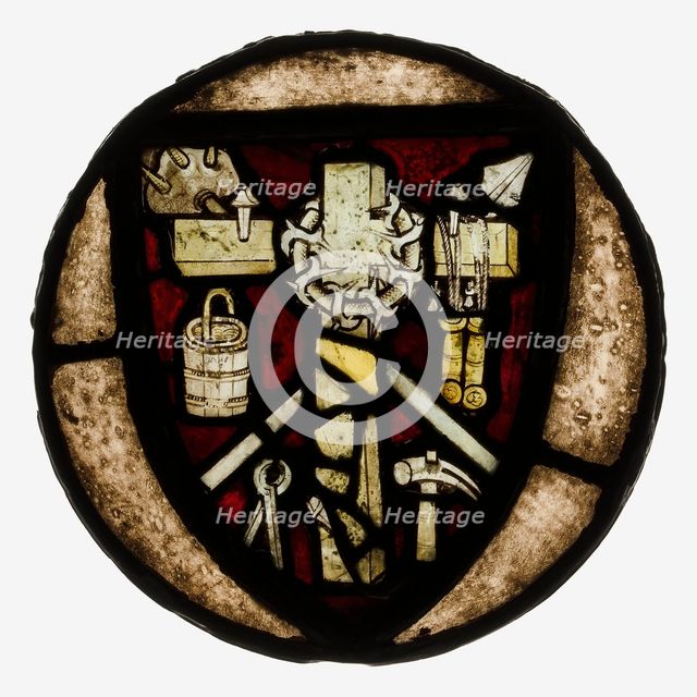 Roundel with Intruments of the Passion, French, early 15th century. Creator: Unknown.