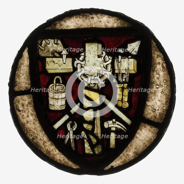 Roundel with Intruments of the Passion, French, early 15th century. Creator: Unknown.