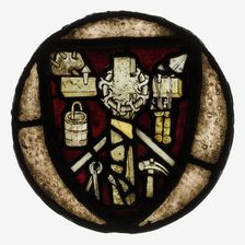 Roundel with Intruments of the Passion, French, early 15th century. Creator: Unknown