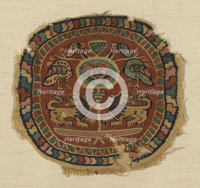 Roundel, Egypt, Roman period (30 B.C.-641 A.D.)/ Sassanid period (621-629), 6th/8th century. Creator: Unknown.