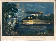 Rounding a Bend on the Mississippi - The Parting Salute, 1866. Creator: Frances Flora Bond Palmer