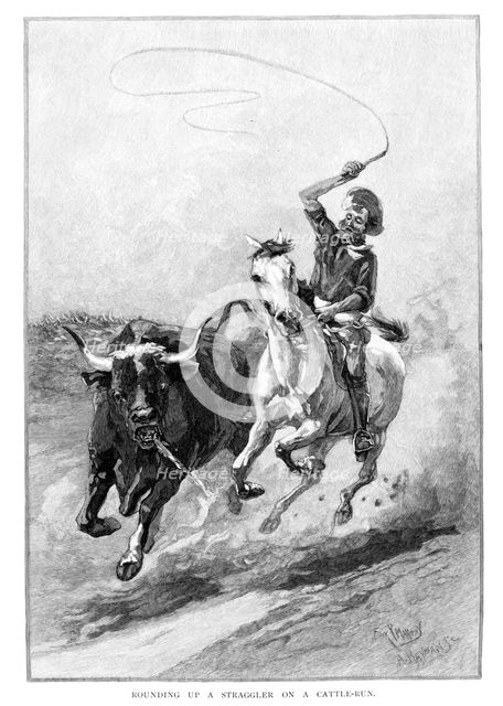 'Rounding Up A Straggler On A Cattle Run', Australia, 1886. Artist: Frank P Mahony