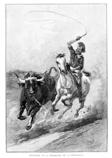 Rounding Up A Straggler On A Cattle Run Australia, 1886. Artist: Frank P Mahony