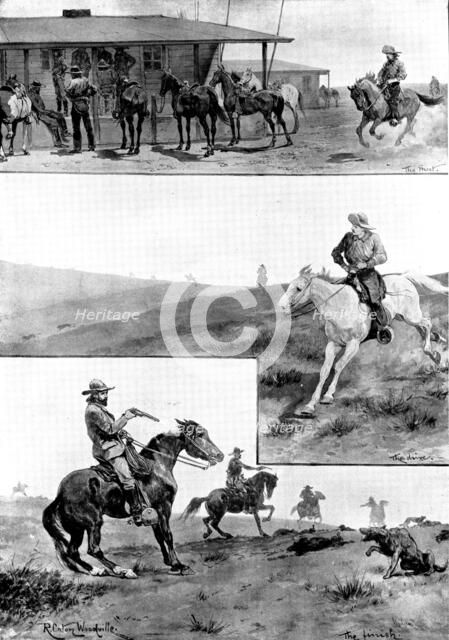 Rounding up wolves in Texas, 1898. Creator: Unknown.