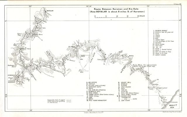 'Route between Karaman and Kiz Kale', c1915. Creator: Stanford's Geographical Establishment.