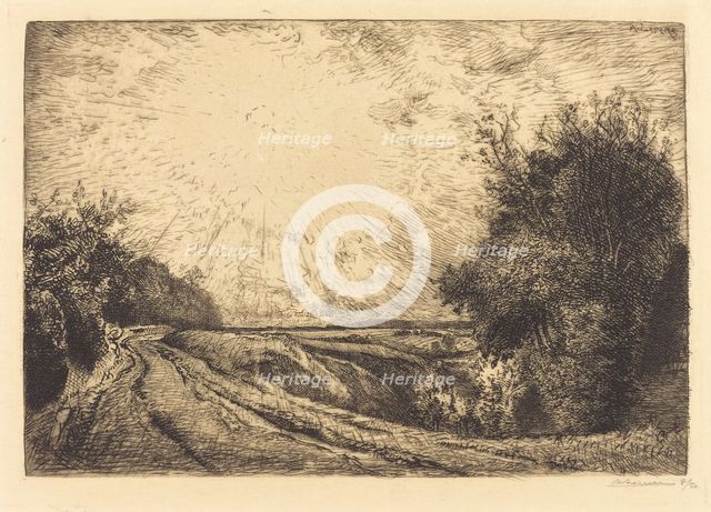 Route from La Houssoye, Crevecoeur-le-Grand (Route de La Houssoye, Crevecoeur), 1913. Creator: Auguste Lepere.