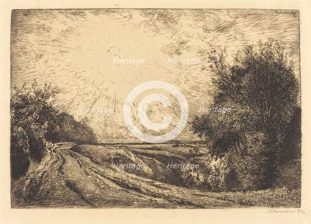 Route from La Houssoye, Crevecoeur-le-Grand (Route de La Houssoye, Crevecoeur), 1913. Creator: Auguste Lepere.