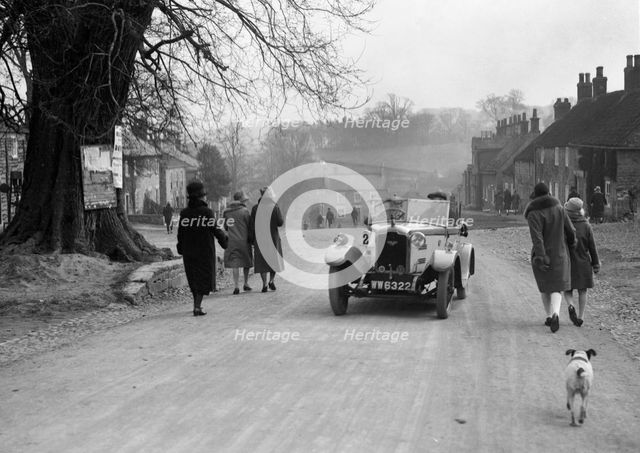 Rover 10/25 of C Thackray, Ilkley & District Motor Club Trial, Coxwold, North Yorkshire, 1930s. Artist: Bill Brunell.