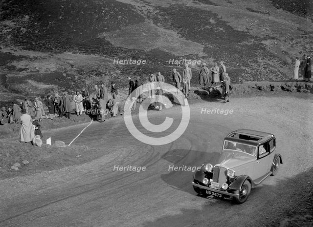Rover 4-door saloon of WA Gilmour at the RSAC Scottish Rally, Devil's Elbow, Glenshee, 1934. Artist: Bill Brunell.