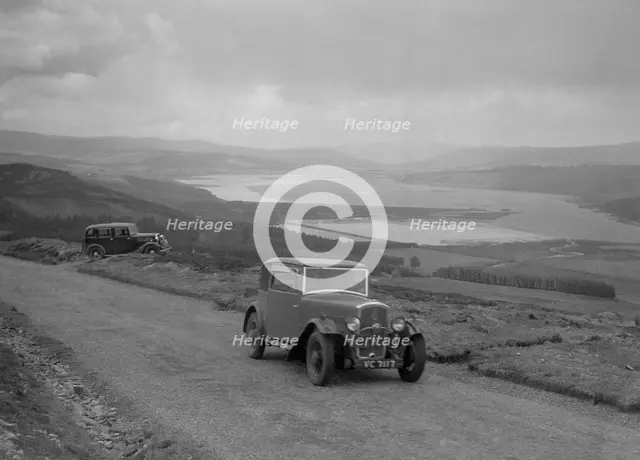 Rover coupe of G Ross competing in the RSAC Scottish Rally, 1934. Artist: Bill Brunell.