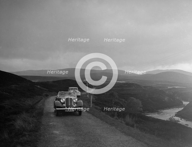 Rover open tourer of HE Gibbon competing in the RSAC Scottish Rally, 1936. Artist: Bill Brunell.