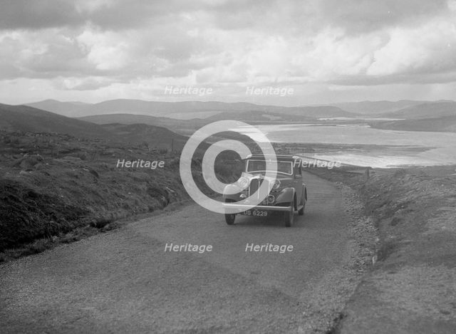 Rover saloon of J Gibbon Jr competing in the RSAC Scottish Rally, 1934. Artist: Bill Brunell.