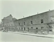 Row of derelict houses, Hackney, London, August 1937