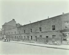 Row of derelict houses, Hackney, London, August 1937