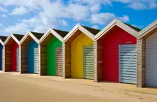 Row of different coloured beach huts, Blyth, Northumberland, 2010. Artist: Historic England Staff Photographer