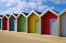 Row of different coloured beach huts, Blyth, Northumberland, 2010. Artist: Historic England Staff Photographer