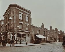 Row of shops in Lea Bridge Road, Hackney, London, September 1909
