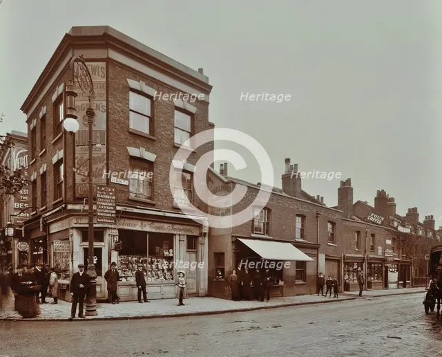 Row of shops in Lea Bridge Road, Hackney, London, September 1909. Artist: Unknown.