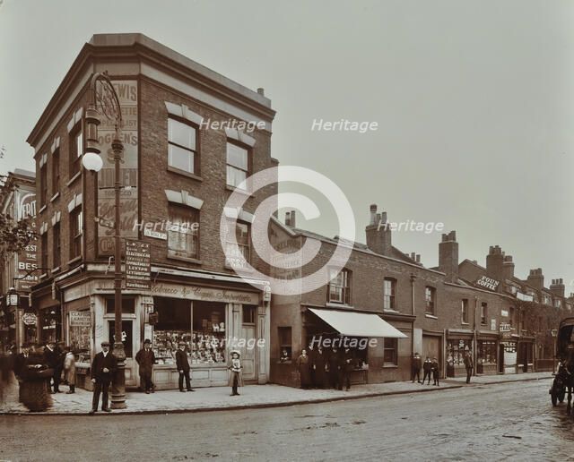 Row of shops in Lea Bridge Road, Hackney, London, September 1909. Artist: Unknown.