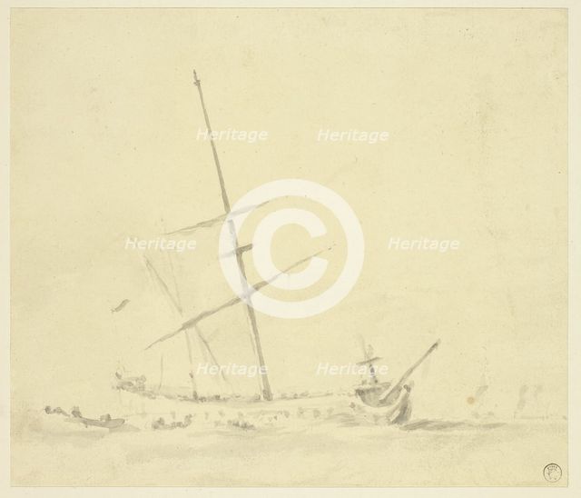 Row Boats near a Ship, n.d. Creator: Willem van de Velde the Younger.