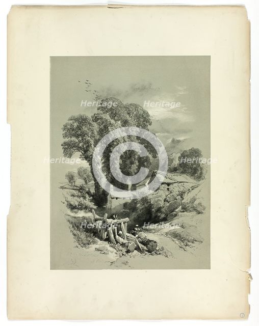 Row W. Trefriw, Wales, from Picturesque Selections, c. 1860. Creator: James Duffield Harding.