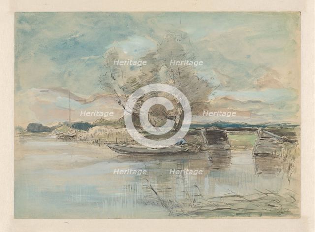 Rowboat at the waterfront, 1867-1931. Creator: Pieter H.J.J. Ras.
