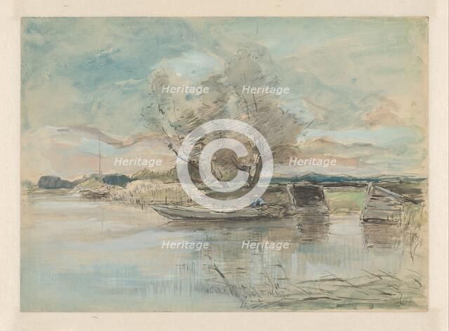 Rowboat at the waterfront, 1867-1931. Creator: Pieter H.J.J. Ras.