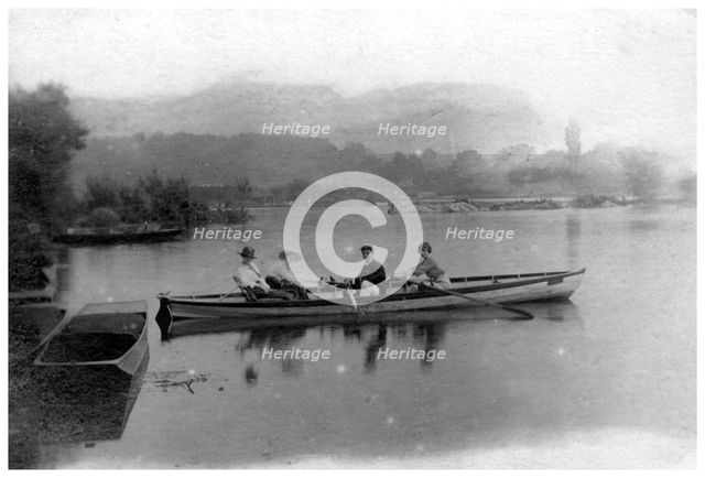 Rowing on a lake, c1900-1919(?). Artist: Unknown