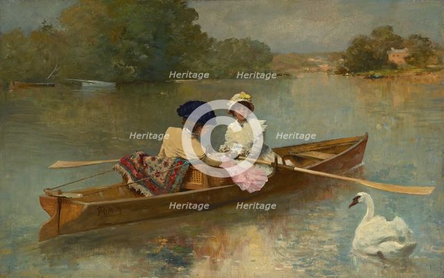 Rowing on the Seine, 1870. Creator: Ferdinand Heilbuth.