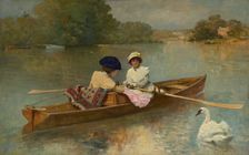 Rowing on the Seine, 1870. Creator: Ferdinand Heilbuth